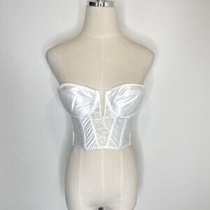 Vintage Backless By Smoothie Bustier Bra 34B White Underwire Padded